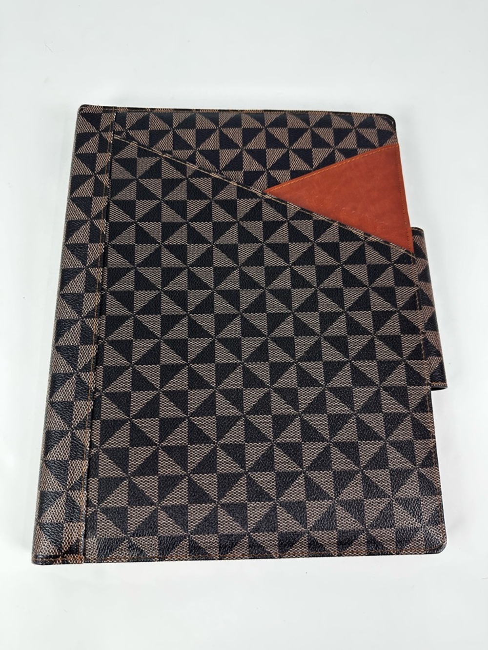 Kincown 8.5 x 11" Brown & Gray Geometric Design Padfolio Magnetic Closure